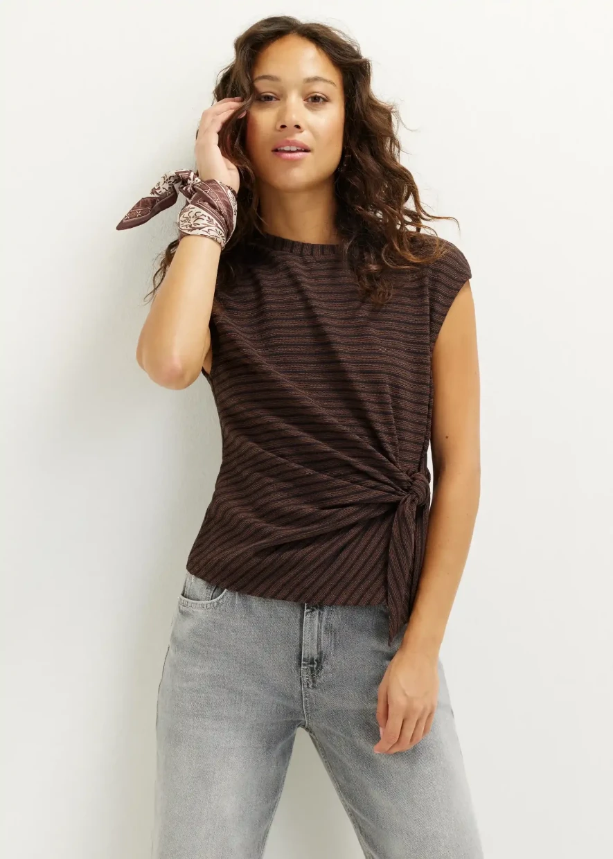 Picture of Striped T-Shirt with Button Accents