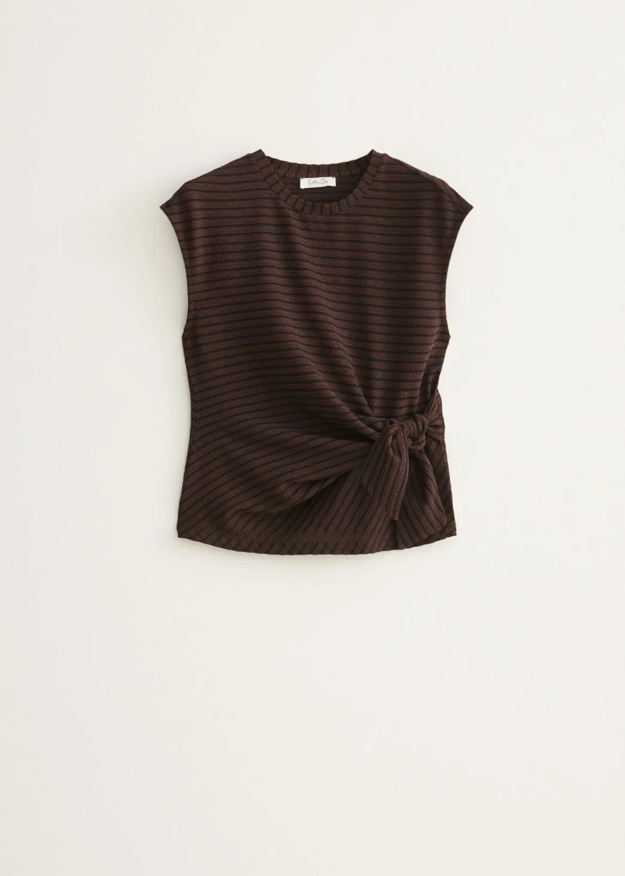 Picture of Striped T-Shirt with Button Accents