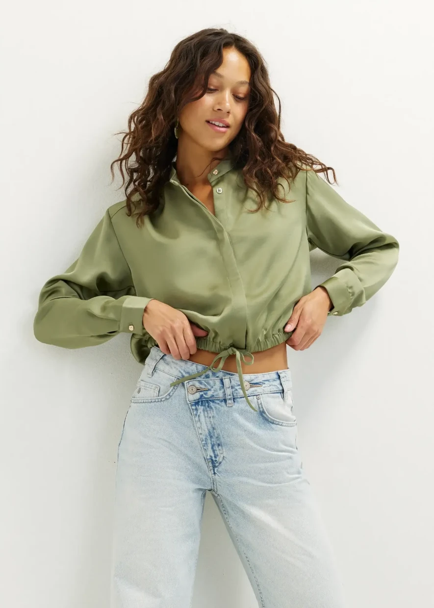 Picture of Satin blouse with drawstring