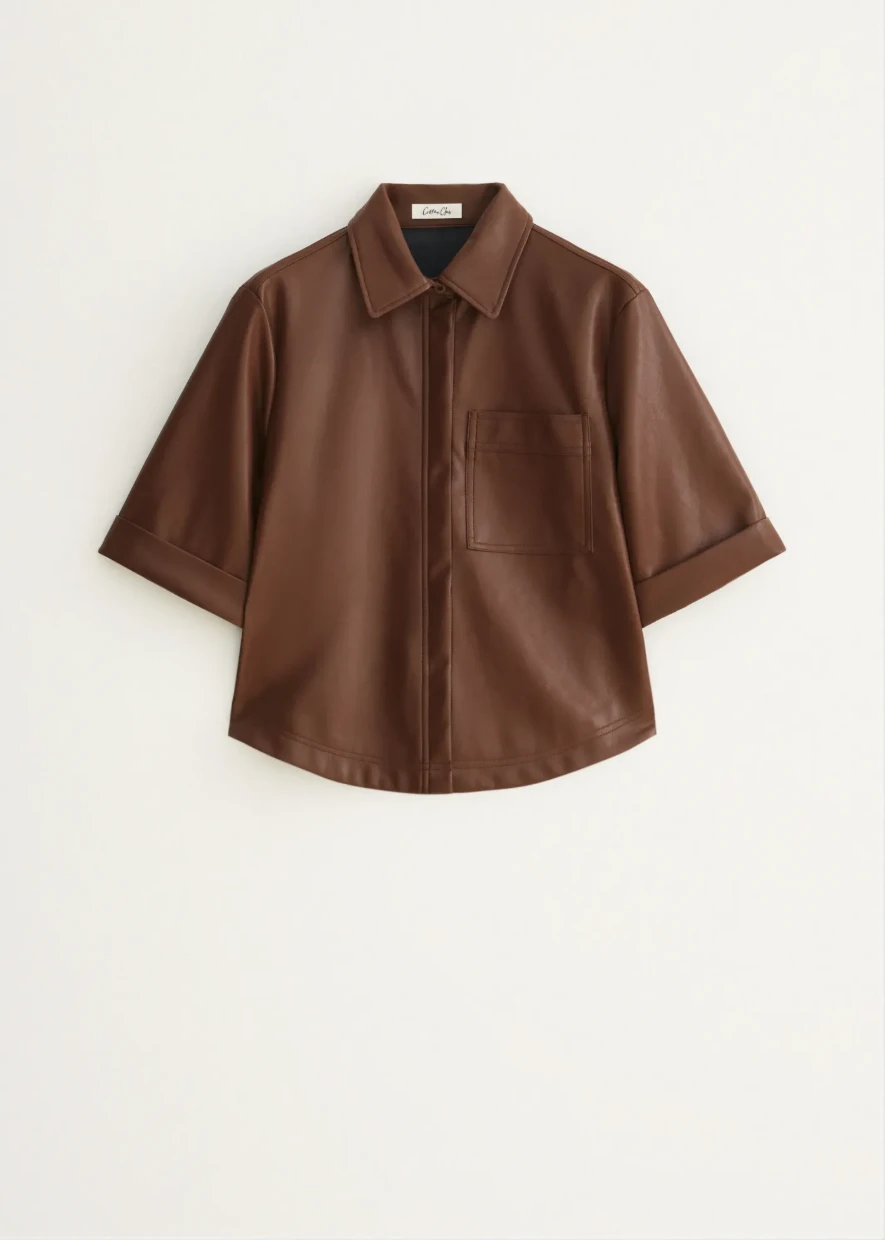 Picture of Faux leather blouse with short sleeves
