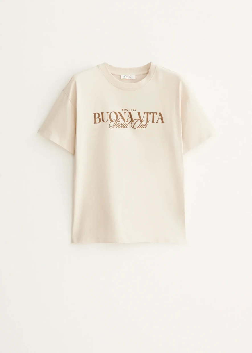 Picture of Graphic Text Print T-Shirt