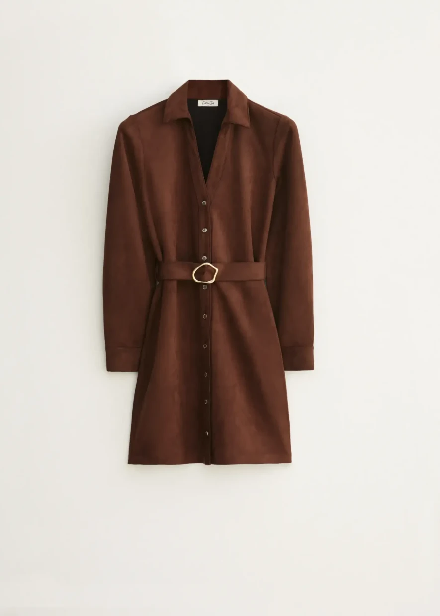 Picture of Belted Suede Shirt Dress