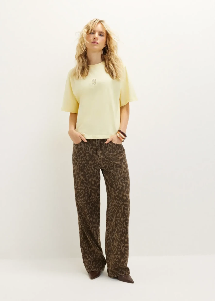 Picture of Leopard Print Barrel Jeans