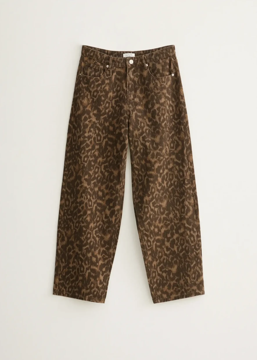 Picture of Leopard Print Barrel Jeans