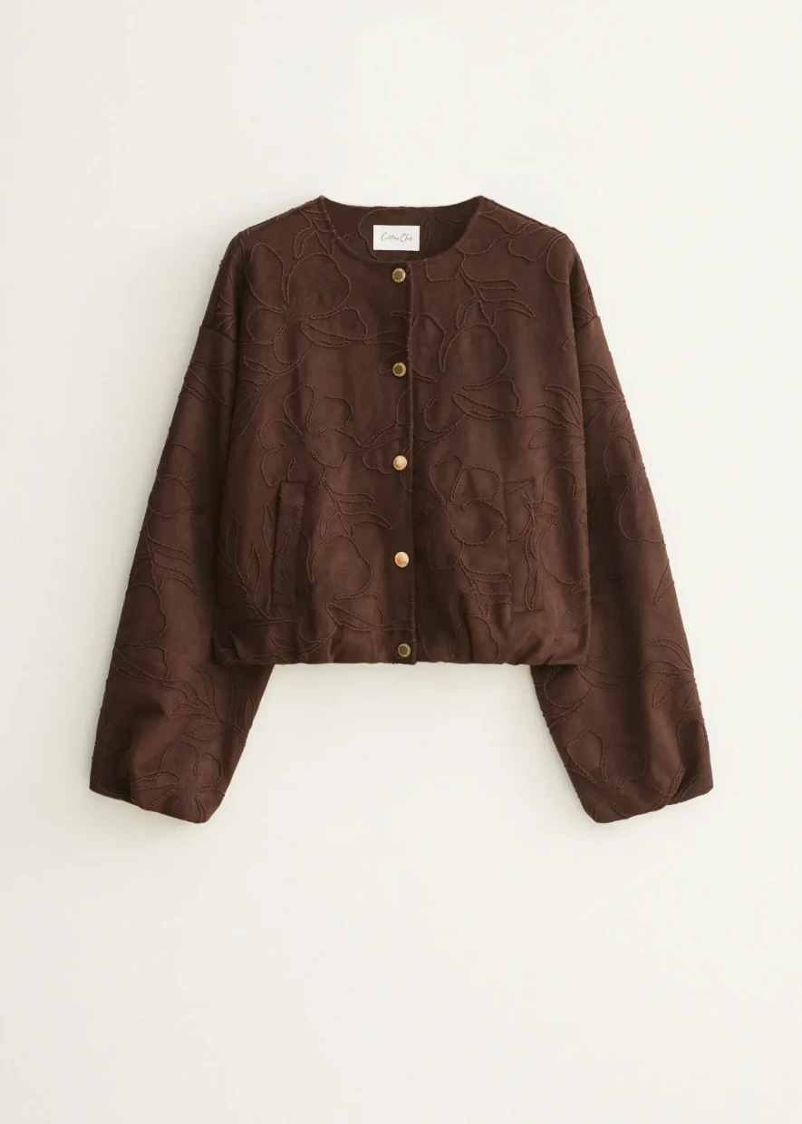 Picture of Embroidered suede bomber