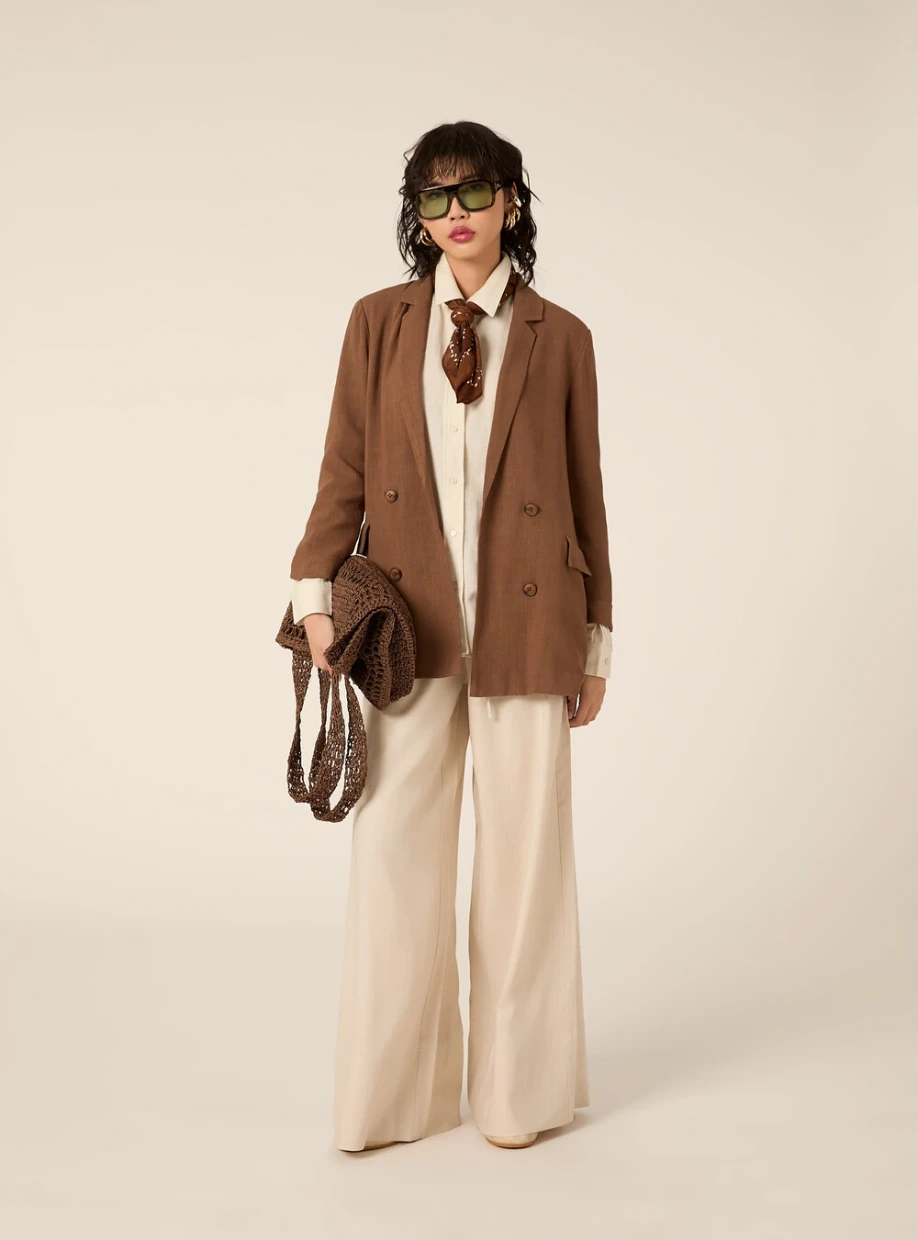 Picture of Double-breasted linen-blend blazer