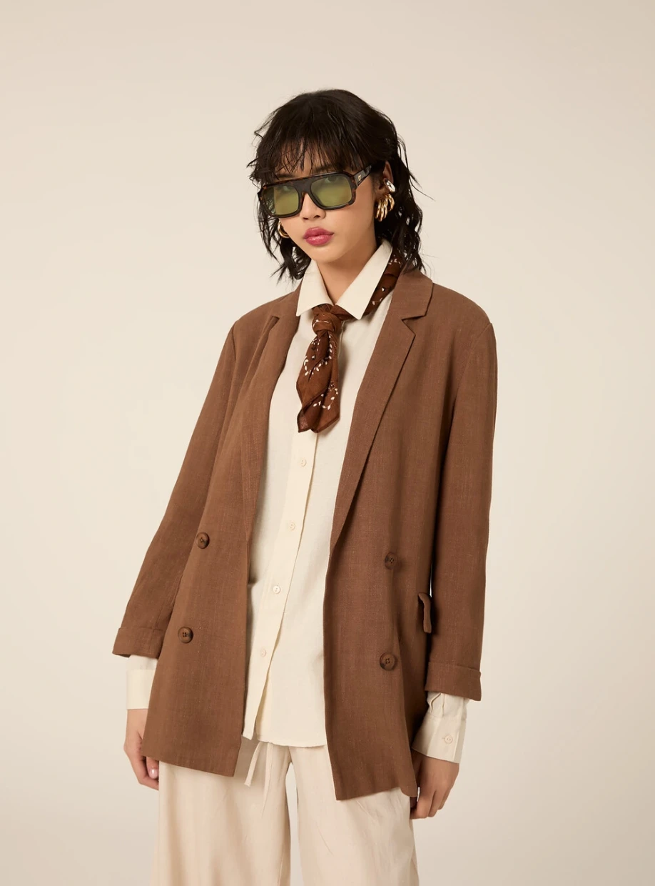 Picture of Double-breasted linen-blend blazer