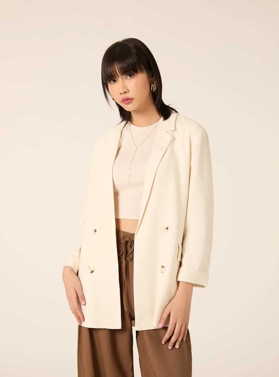 Picture of Double-breasted linen-blend blazer