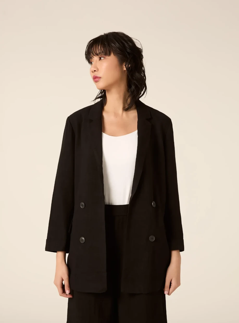 Picture of Double-breasted linen-blend blazer