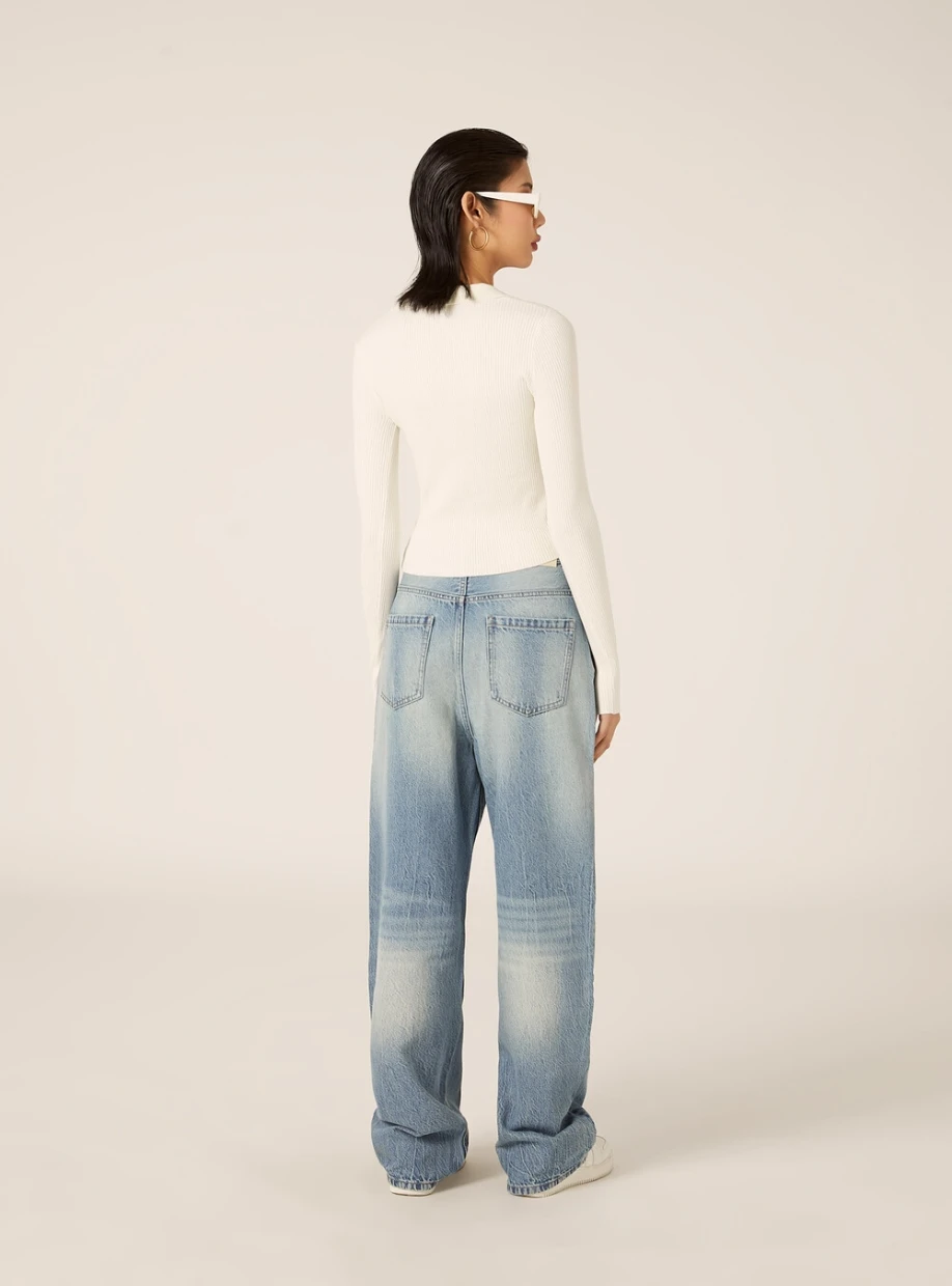 Picture of Ribbed knit polo sweater