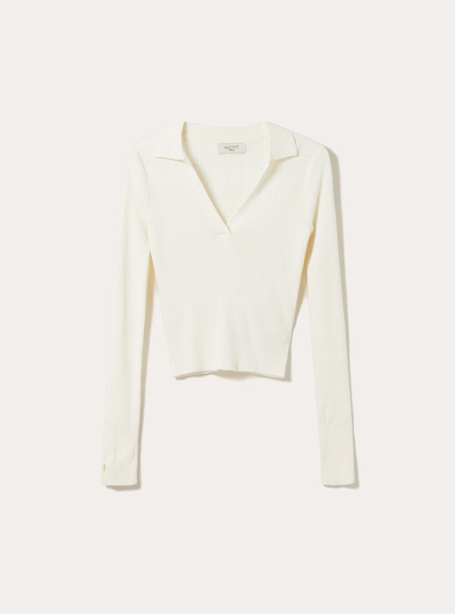 Picture of Ribbed knit polo sweater