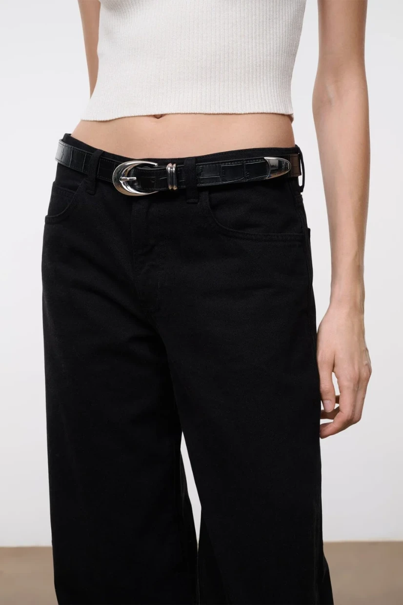 Picture of Black Croco Moon Buckle Belt